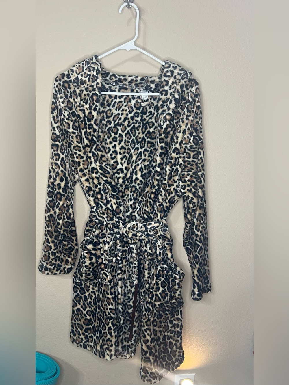 Leopard Print Wrap Dress with Tie Belt - Tan/Black/Cream